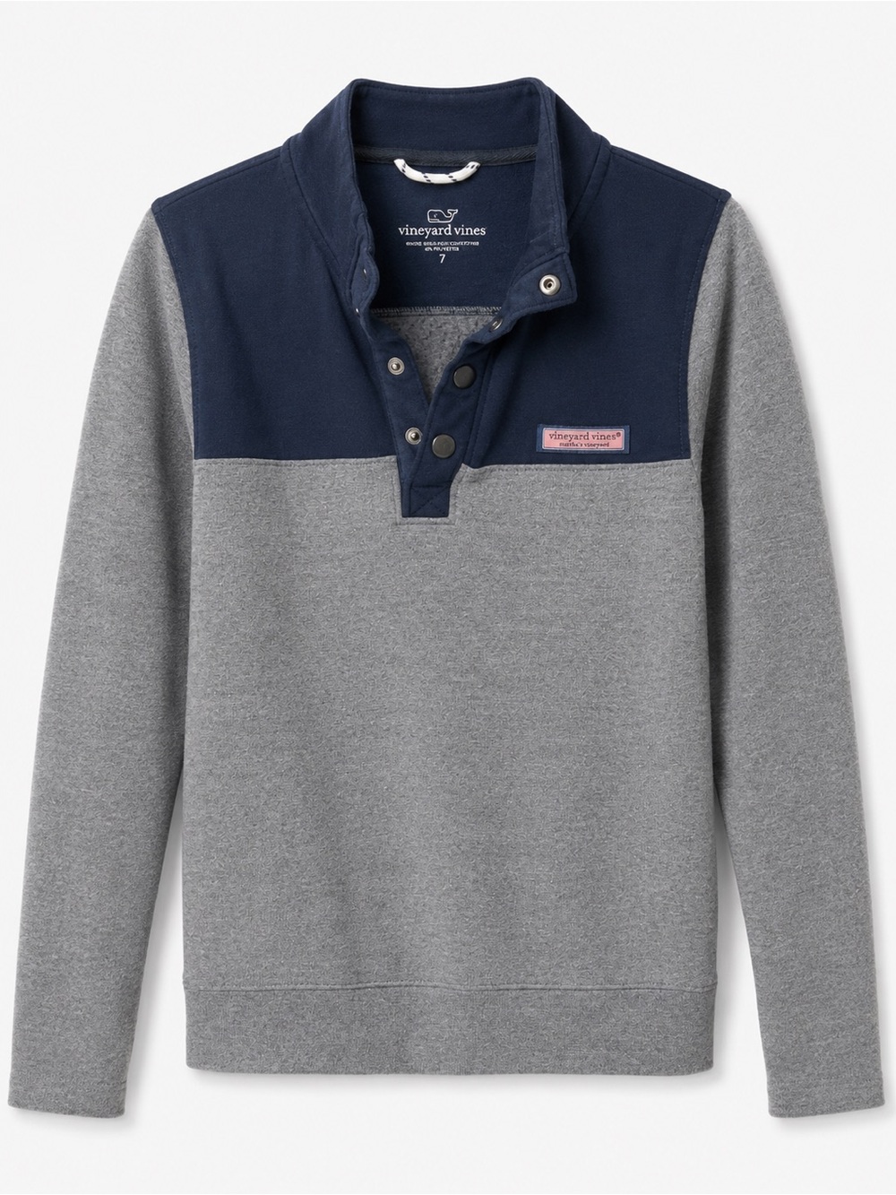 Vineyard Vines Boys Navy and Gray Snap-Front Pullover Hoodie